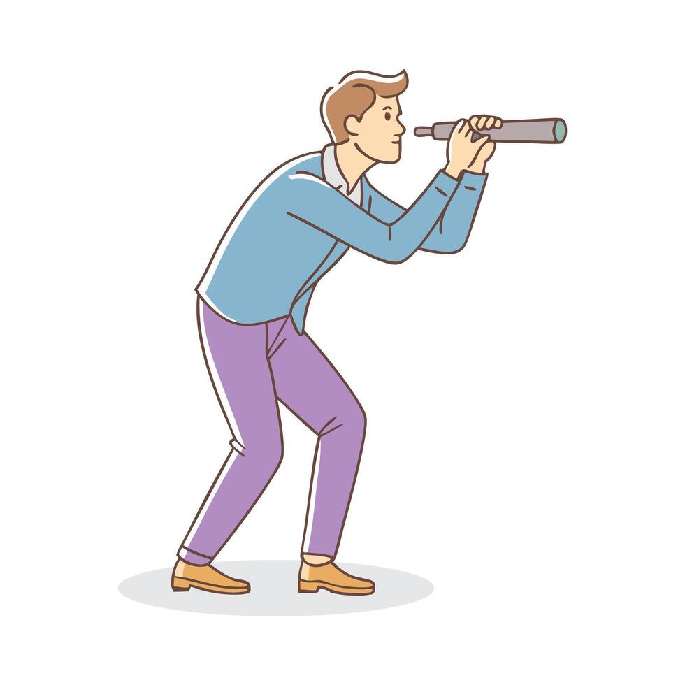 male searching something , flat illustration on white background. vector