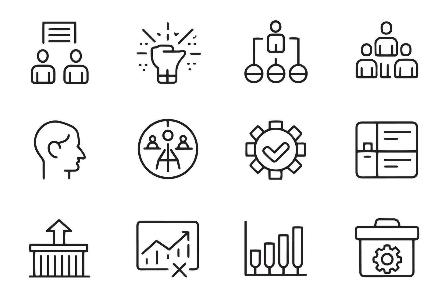 SWOT analysis related , editable stroke outline icons set illustration on white background. vector