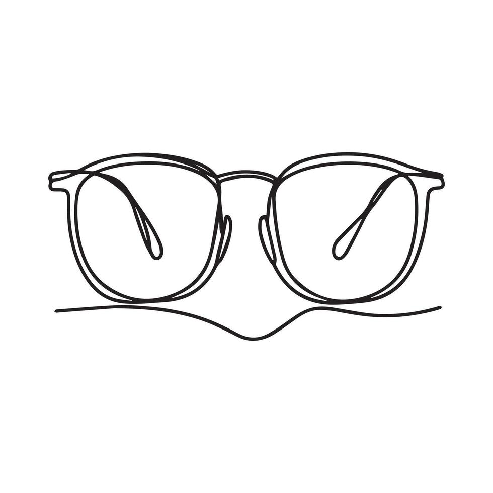 Glasses in continuous line art drawing style. Corrective eye glasses minimalist black linear sketch isolated on white background. illustration vector