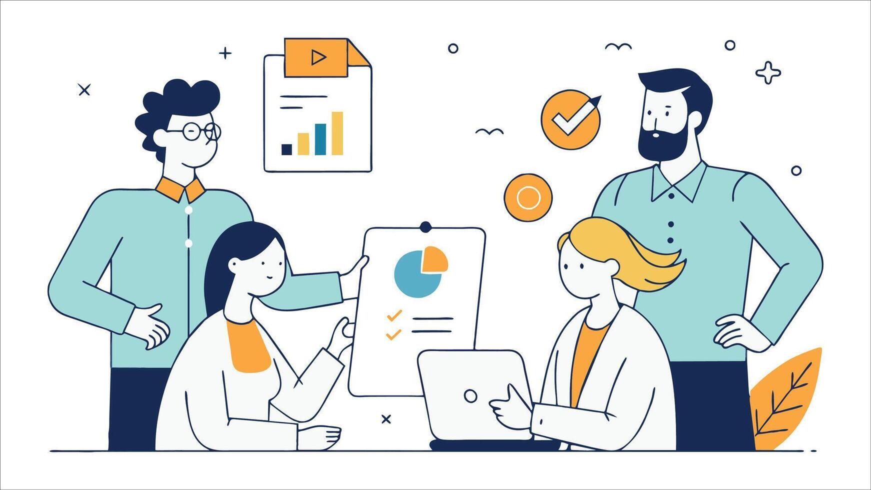 Project plan strategy. Presentation. Discussing business plan. illustration. Doodle simple brush Drawing illustration vector