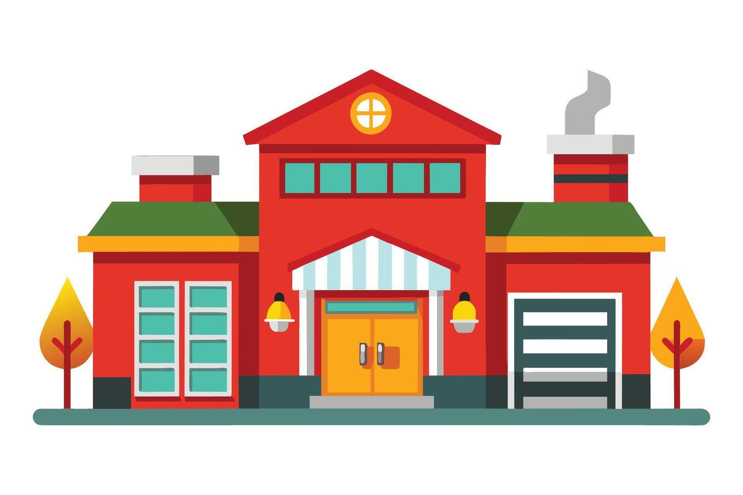 Fire House flat illustration on white background. vector
