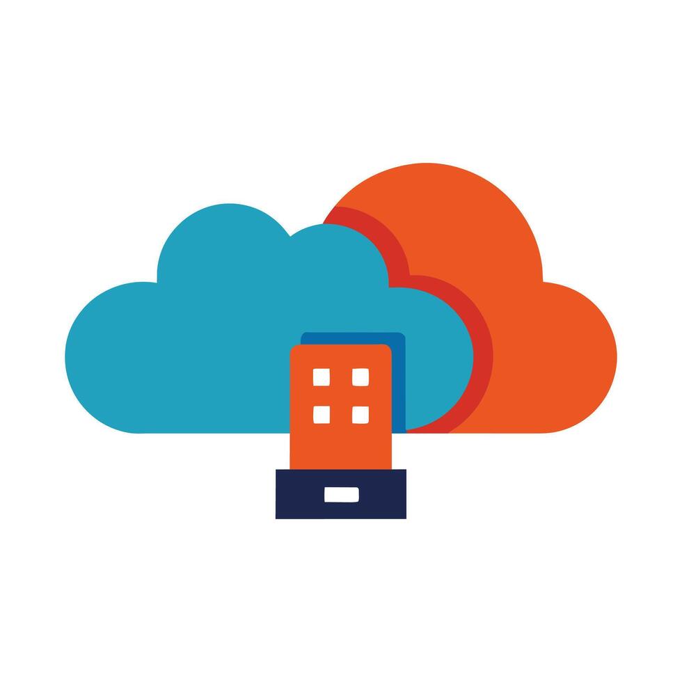 Cloud with modem icon flat illustration on white background vector