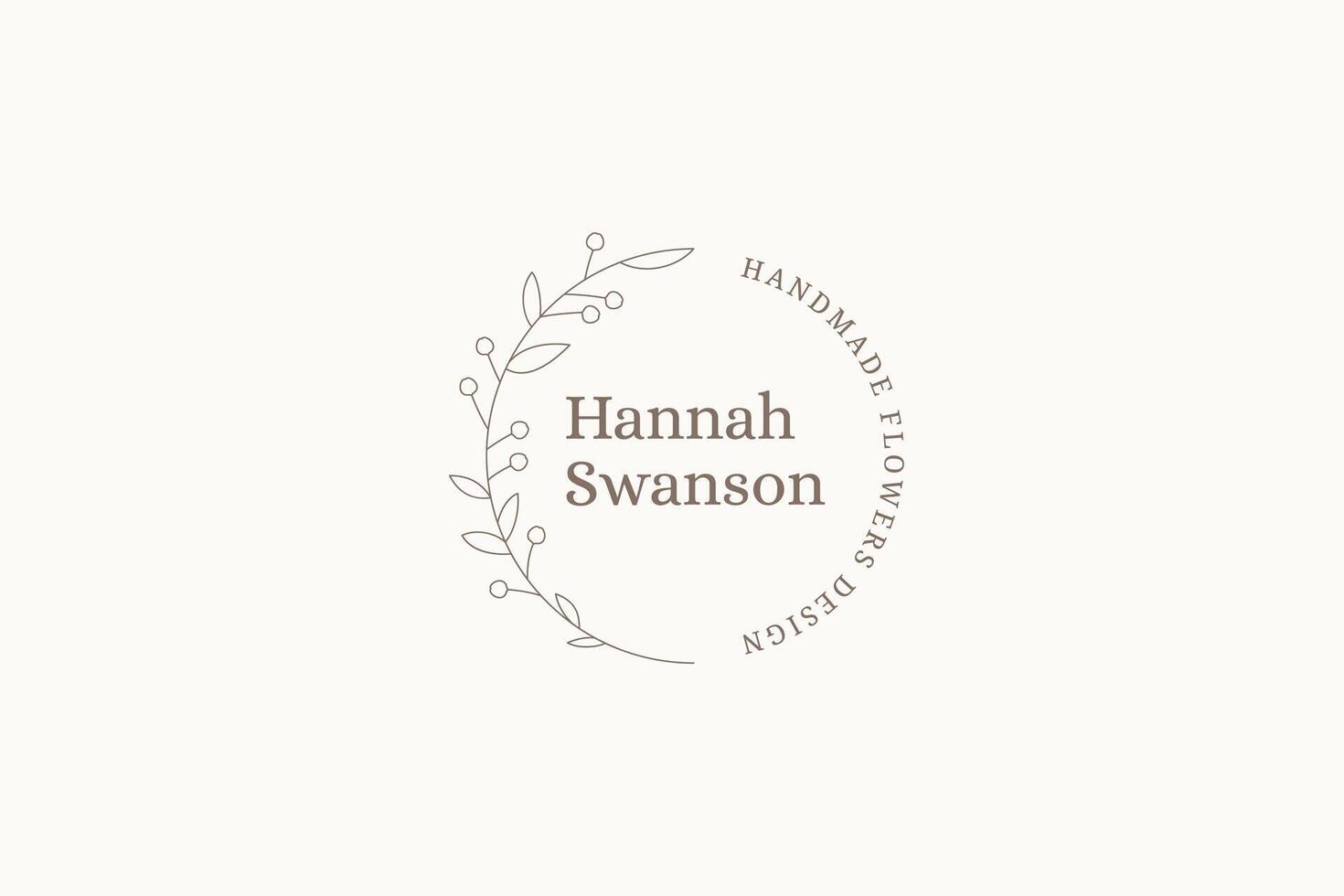 Tree branch with leaves and berries circle line logo design template illustration vector