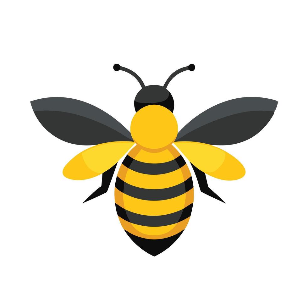 Bees insect flat illustration on white background. vector