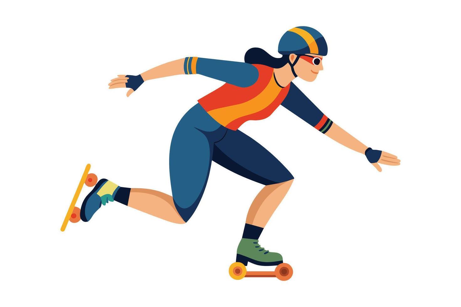 Inline skating flat illustration on white background vector