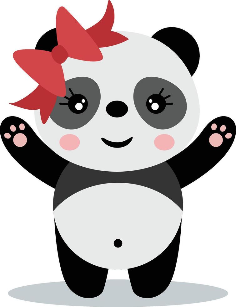 Happy panda girl with bow vector