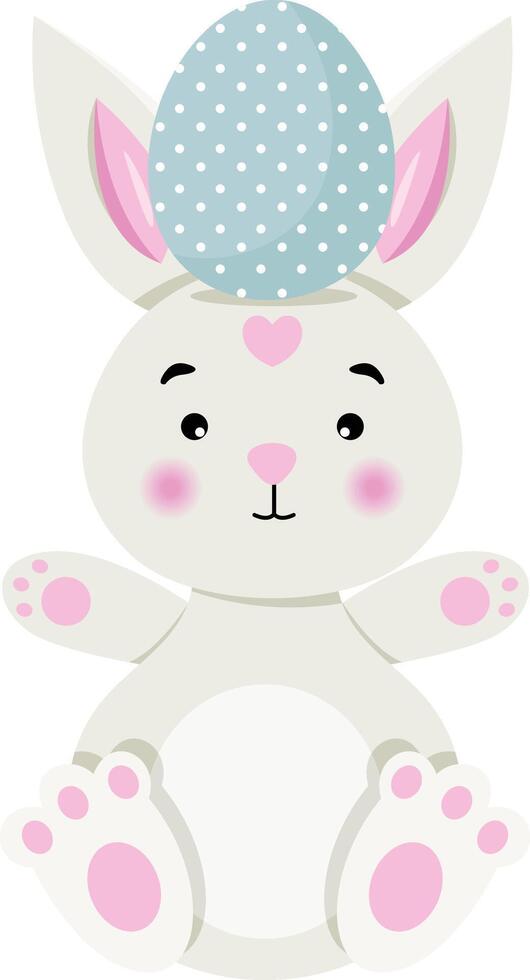 Rabbit with an Easter egg on her head vector