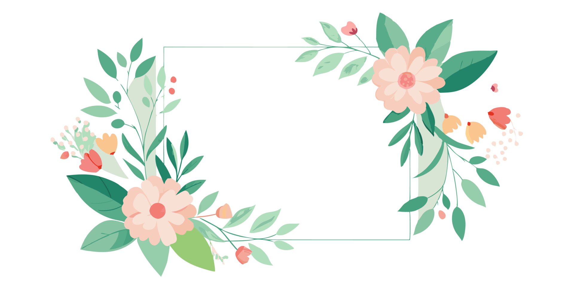 a square frame with flowers and leaves png
