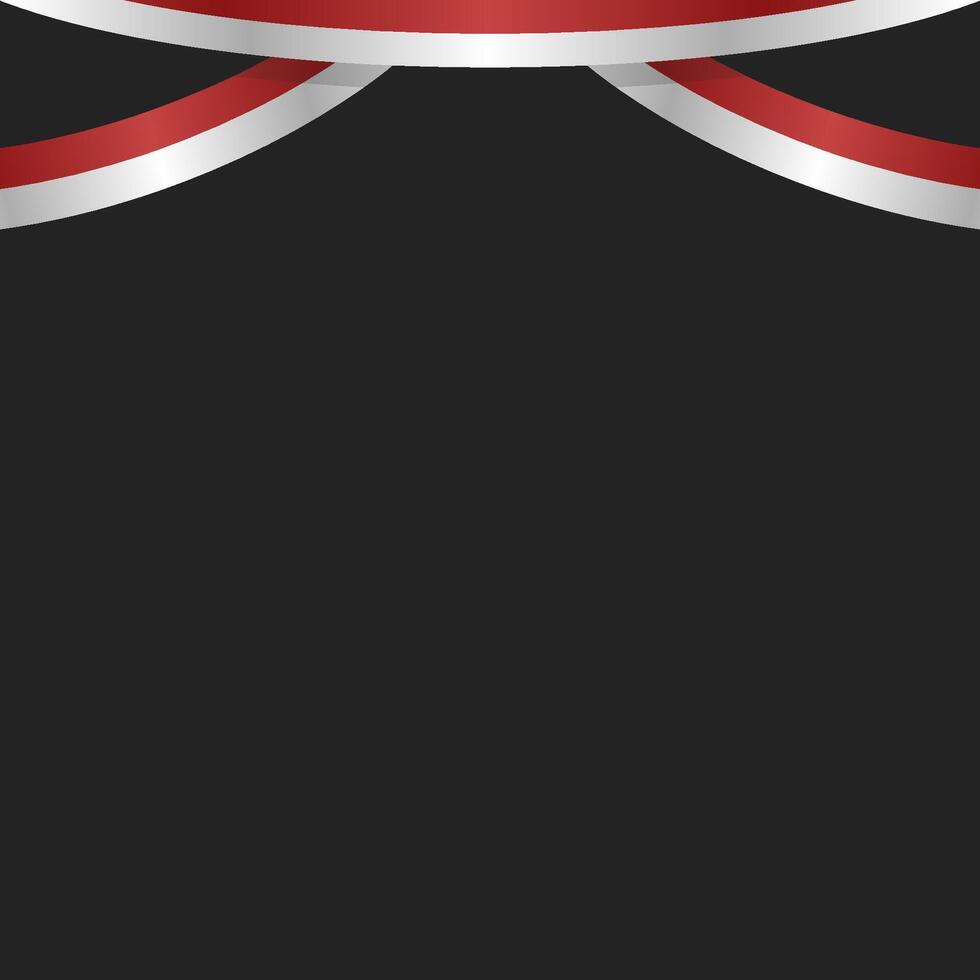 Indonesian flag ribbon on black background vector
