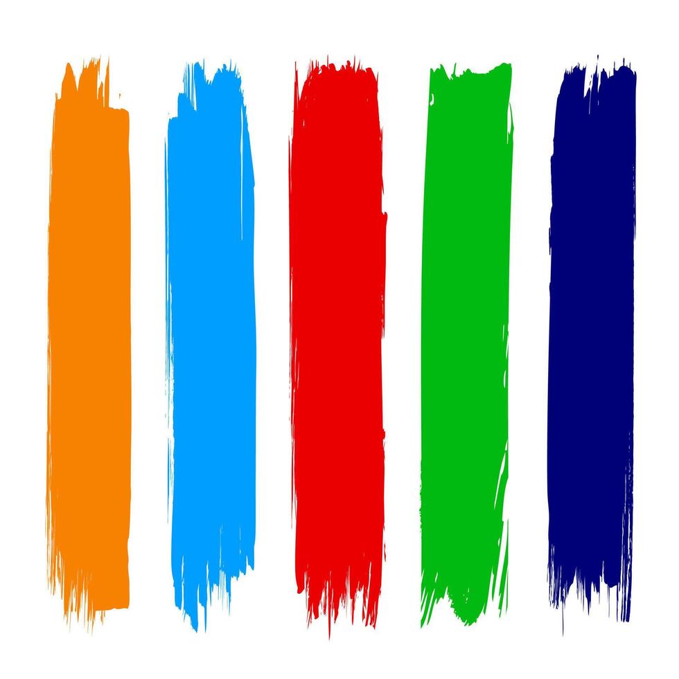 Set of brush color stoke on white background vector