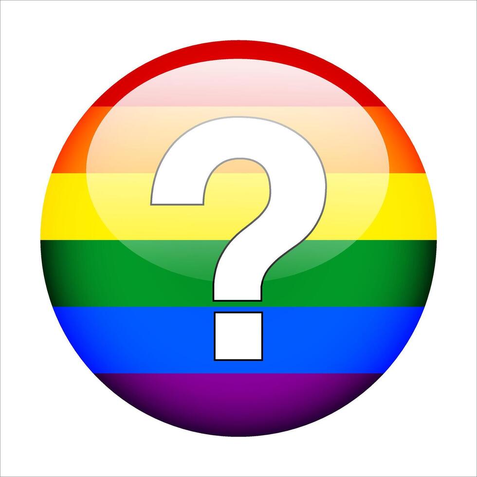 LGBT PRIDE flag with white question mark button on white background vector