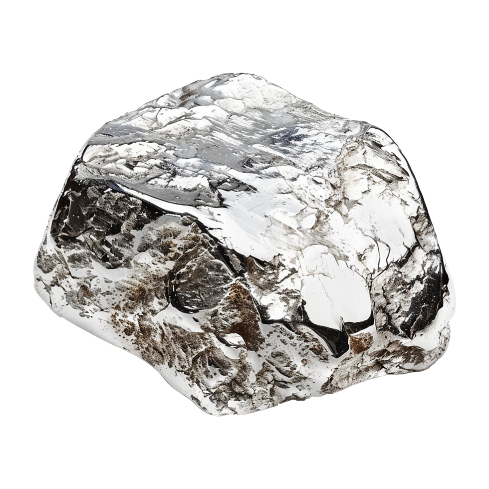 Silver nugget isolated on transparent background png
