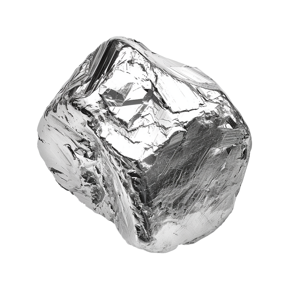 Silver nugget isolated on transparent background png