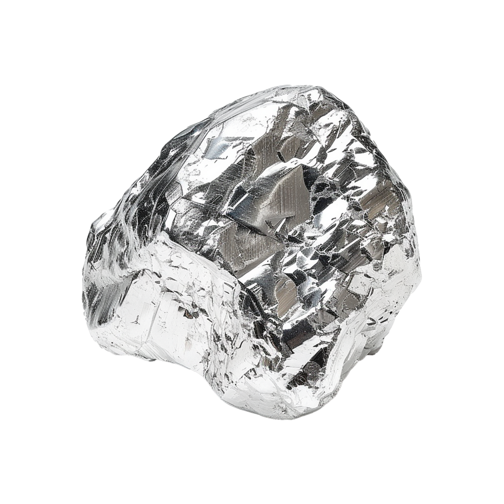 Silver nugget isolated on transparent background png
