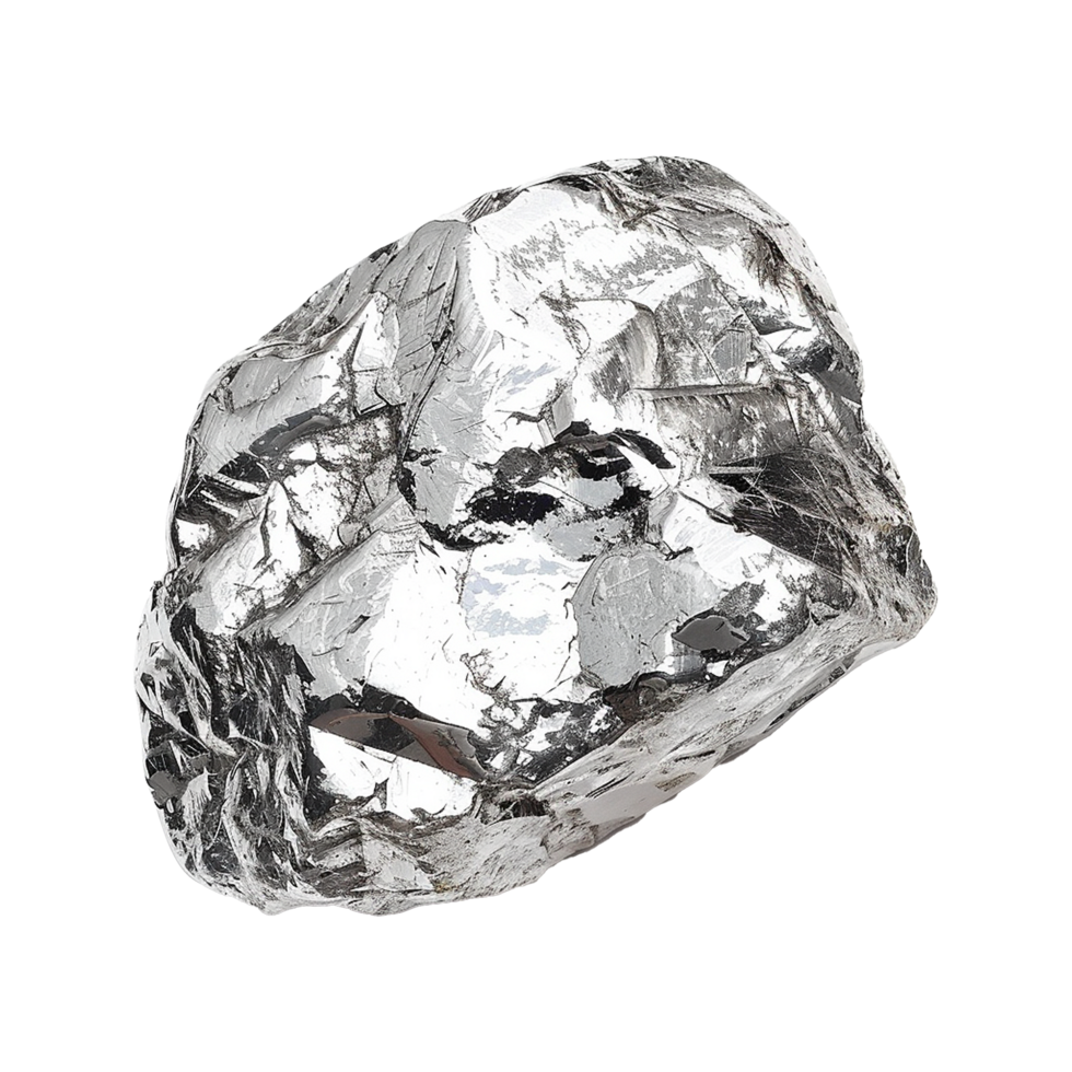 Silver nugget isolated on transparent background png
