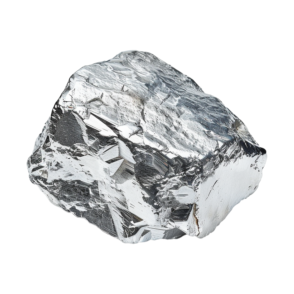 Silver nugget isolated on transparent background png