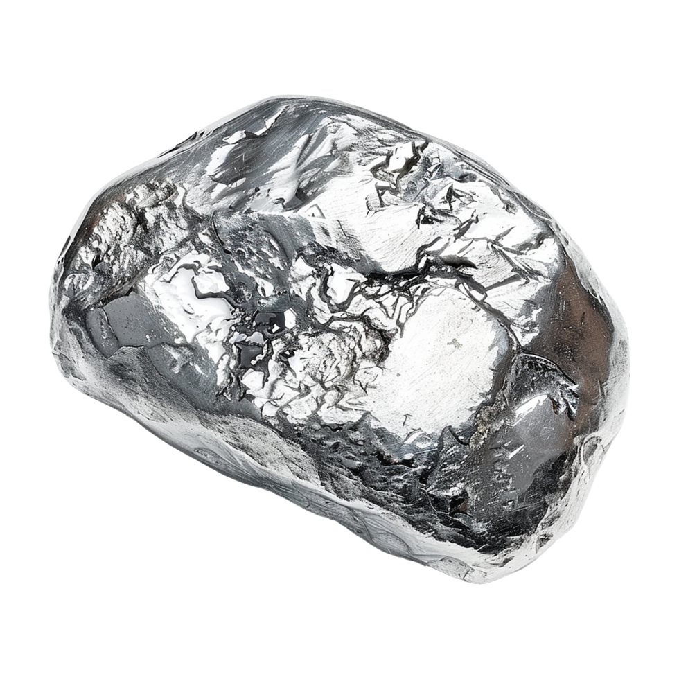 Silver nugget isolated on transparent background png