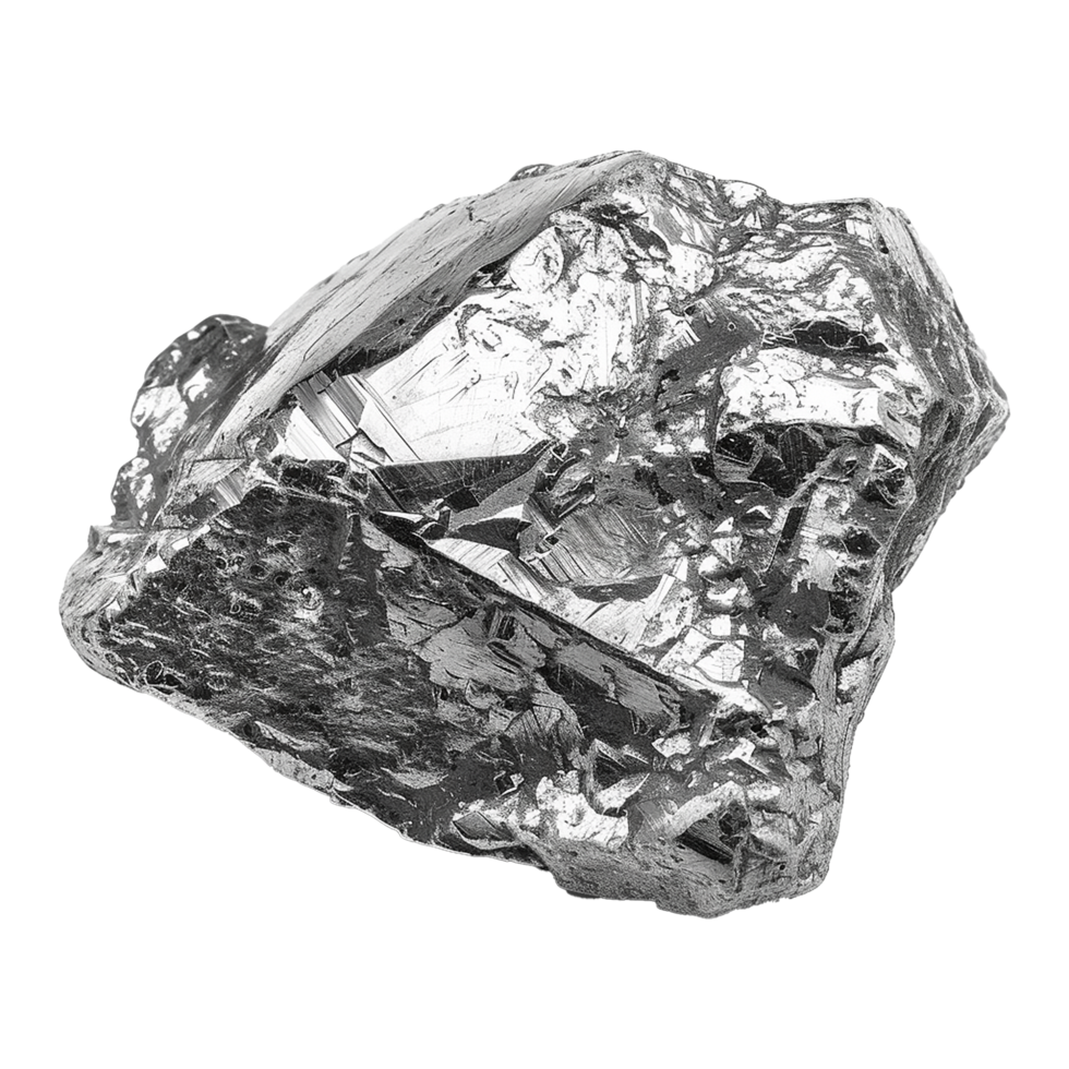 Silver nugget isolated on transparent background png