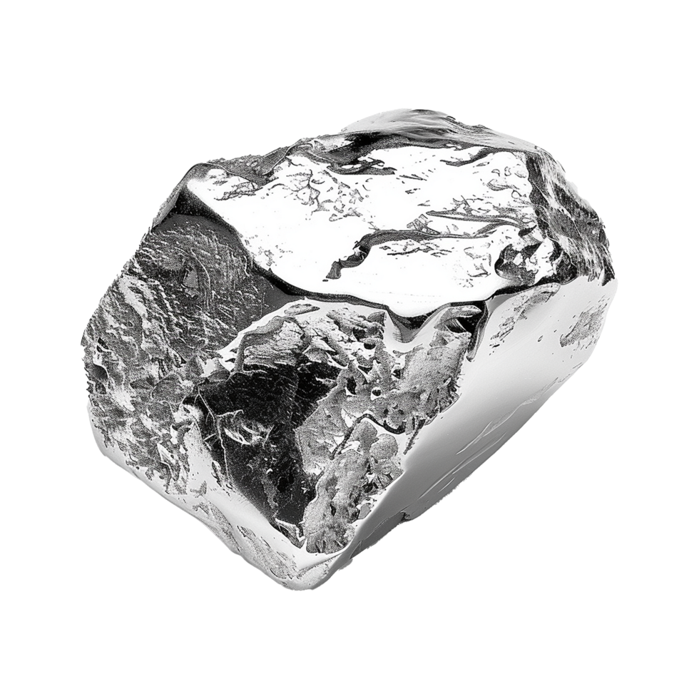 Silver nugget isolated on transparent background png