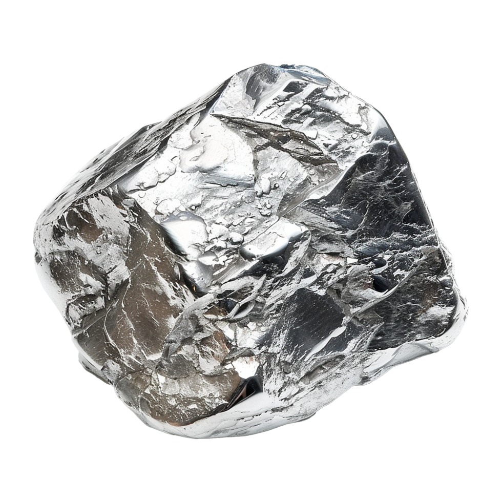 Silver nugget isolated on transparent background png