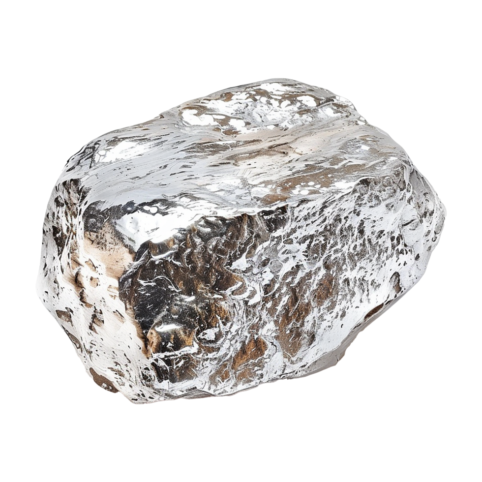 Silver nugget isolated on transparent background png