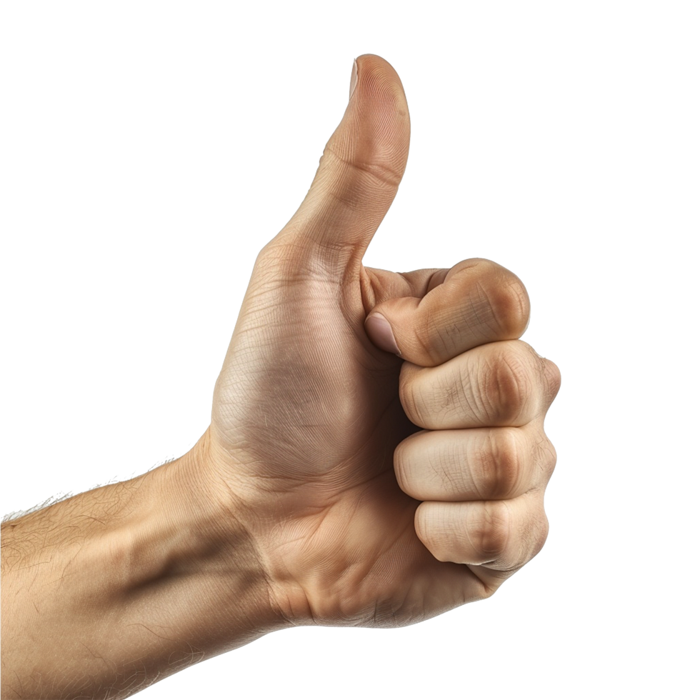 Thumbs up male hand isolated on transparent background png