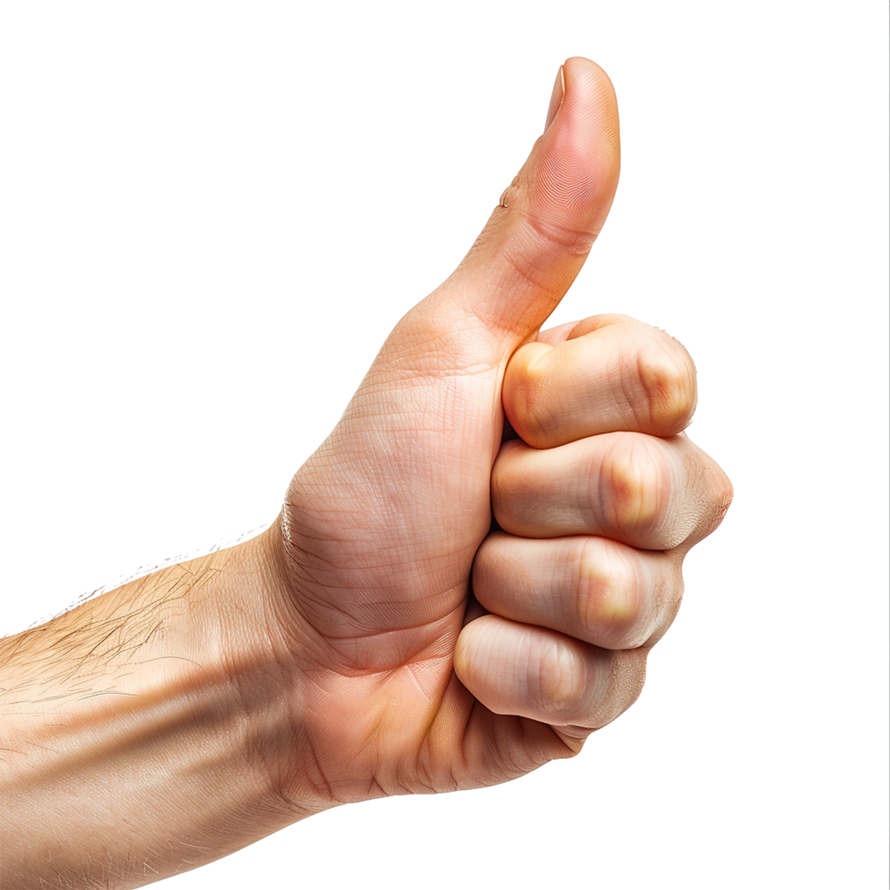 Thumbs up male hand isolated on transparent background png