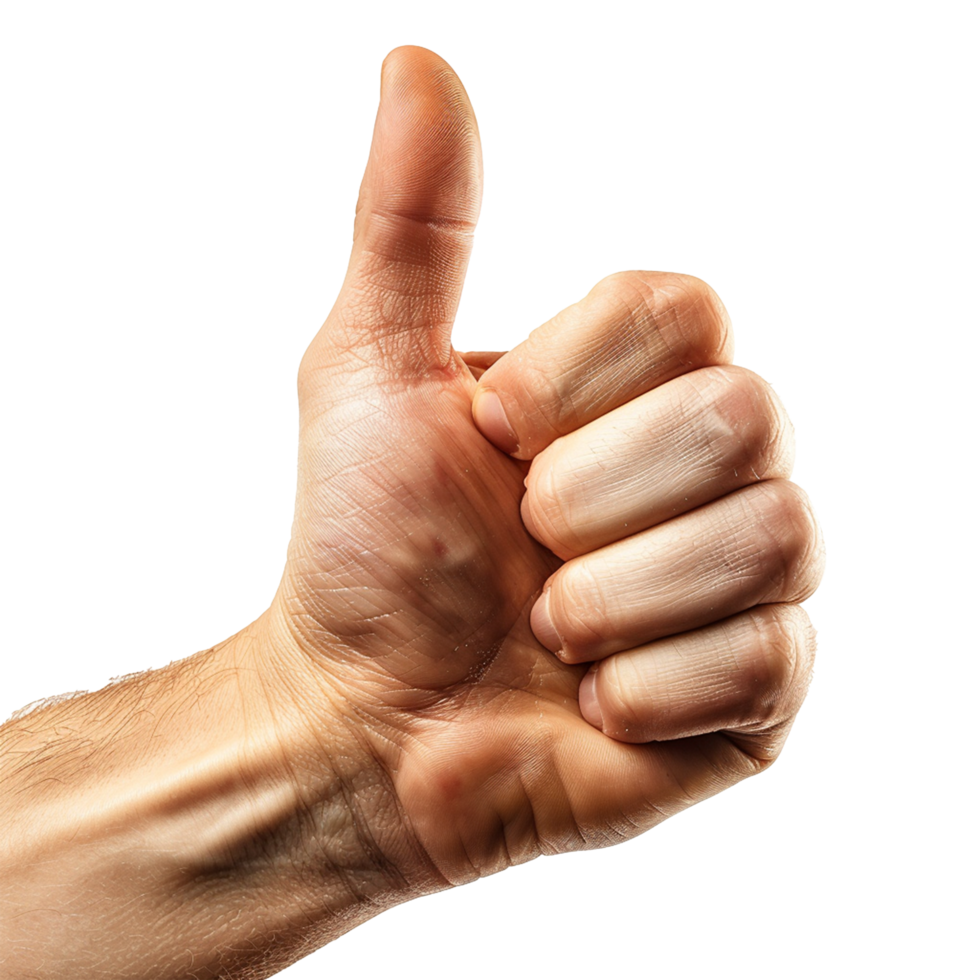 Thumbs up male hand isolated on transparent background png
