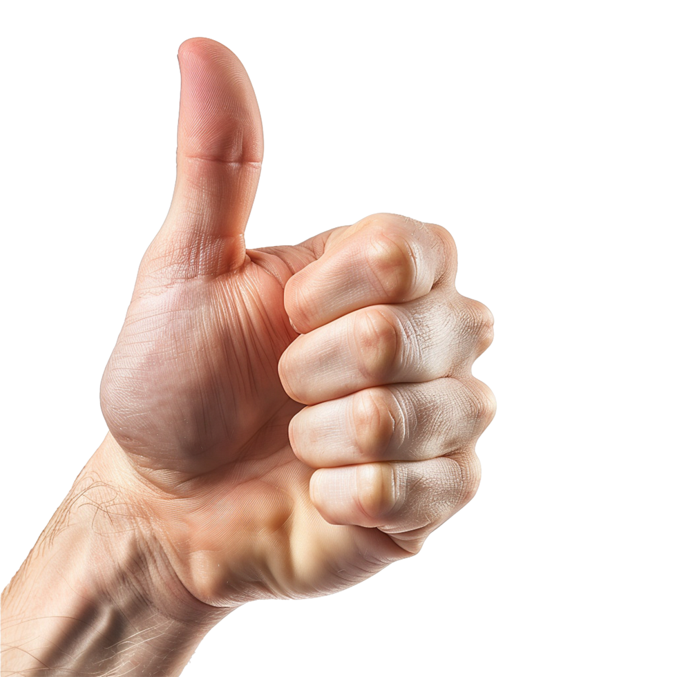 Thumbs up male hand isolated on transparent background png