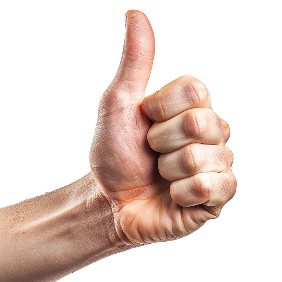 Thumbs up male hand isolated on transparent background png