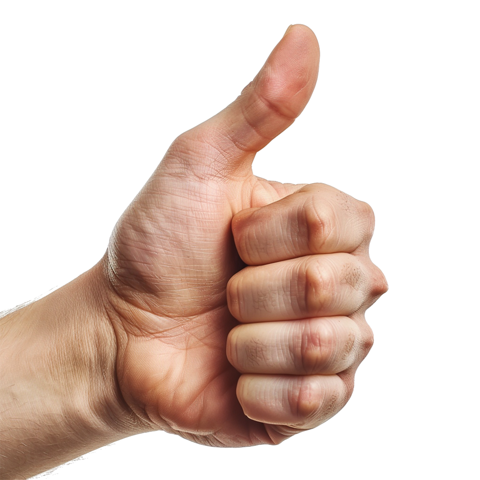 Thumbs up male hand isolated on transparent background png