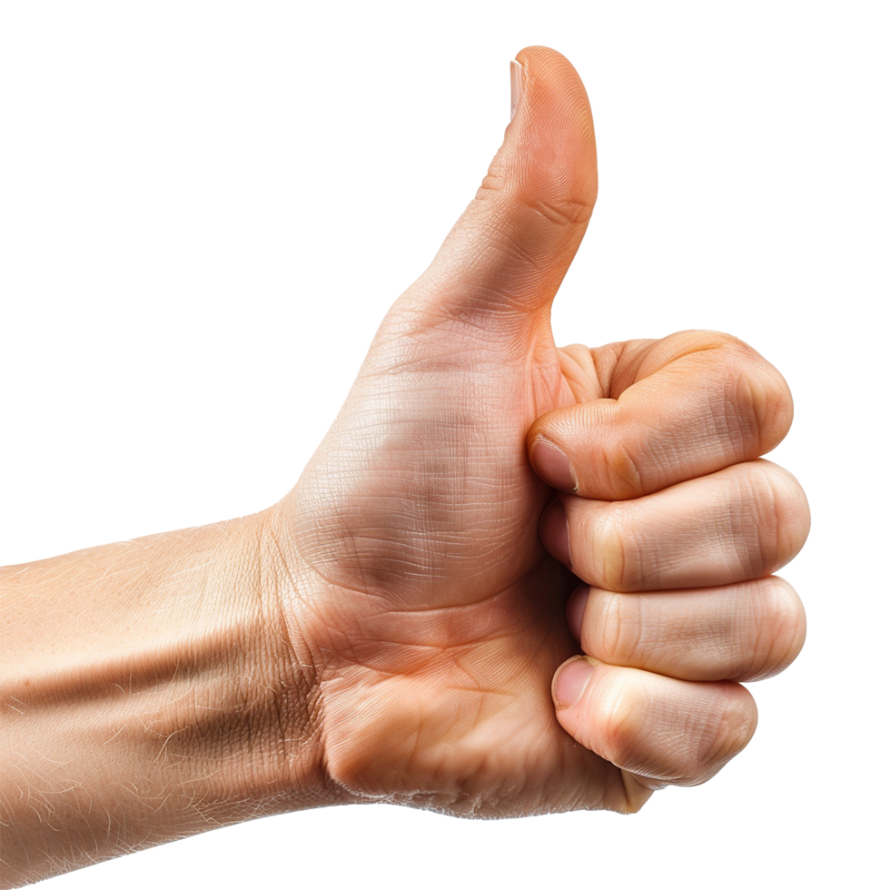 Thumbs up male hand isolated on transparent background png