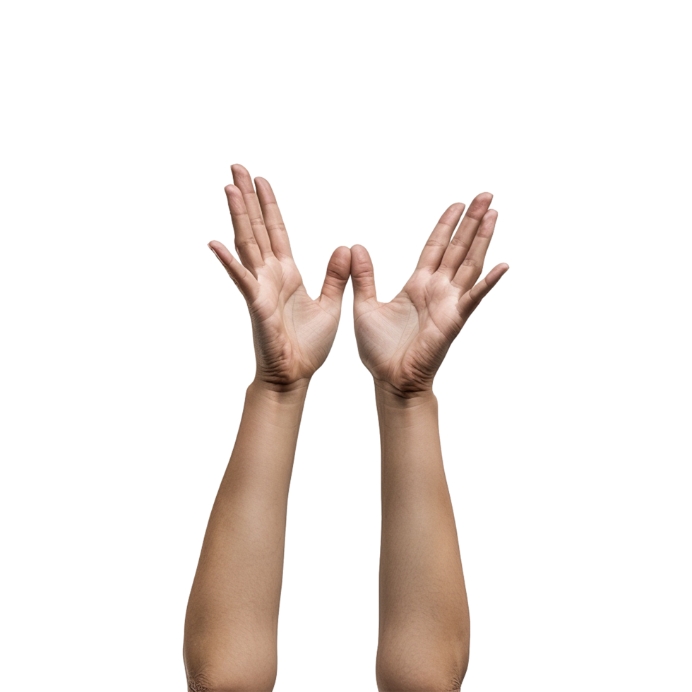 Hands raised up gesture Isolated on transparent background png