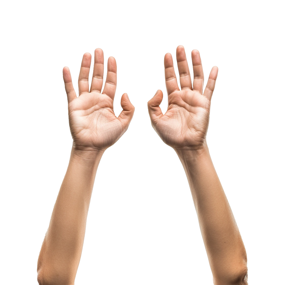 Hands raised up gesture Isolated on transparent background png