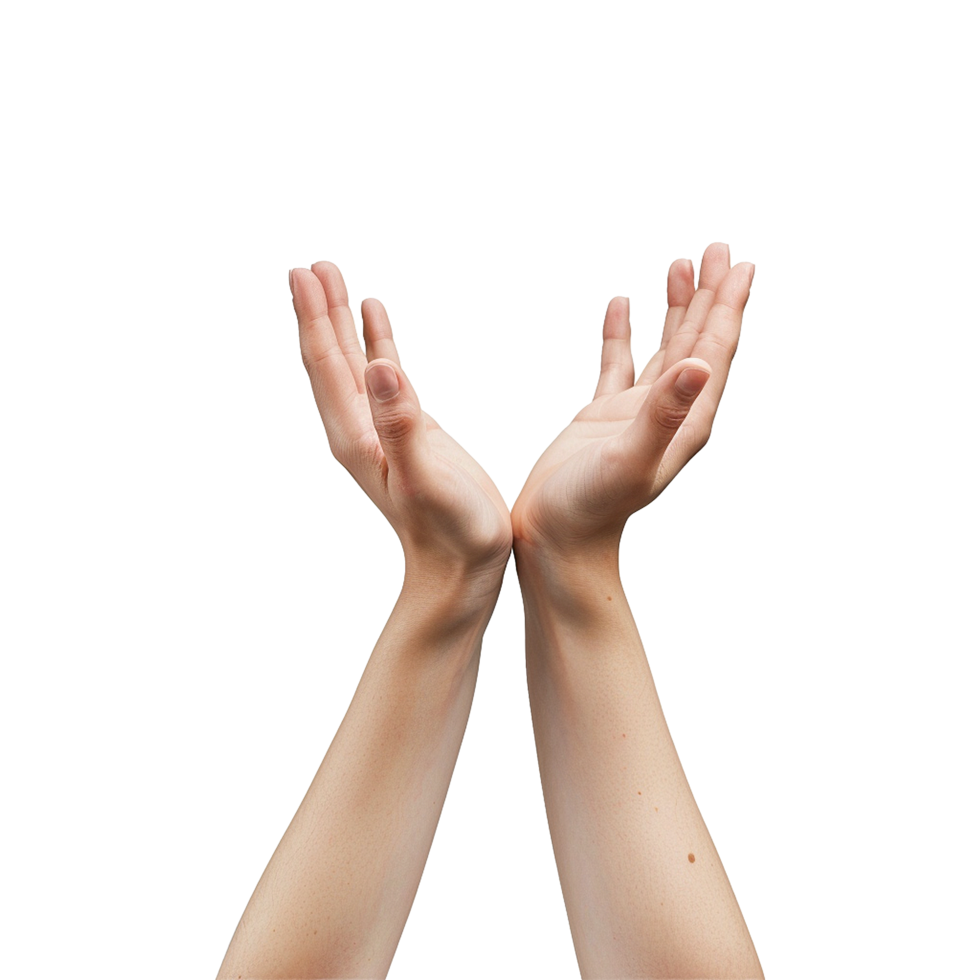 Hands raised up gesture Isolated on transparent background png
