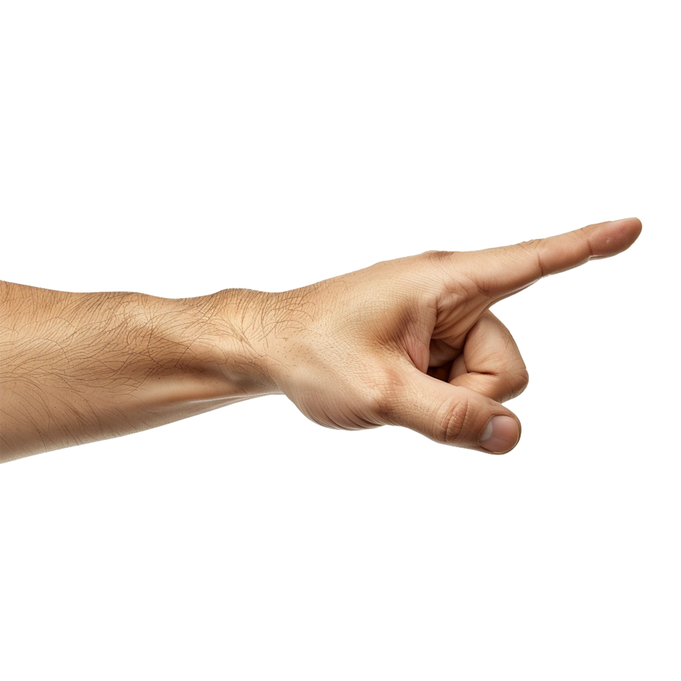 Showing direction finger arm isolated on transparent background png