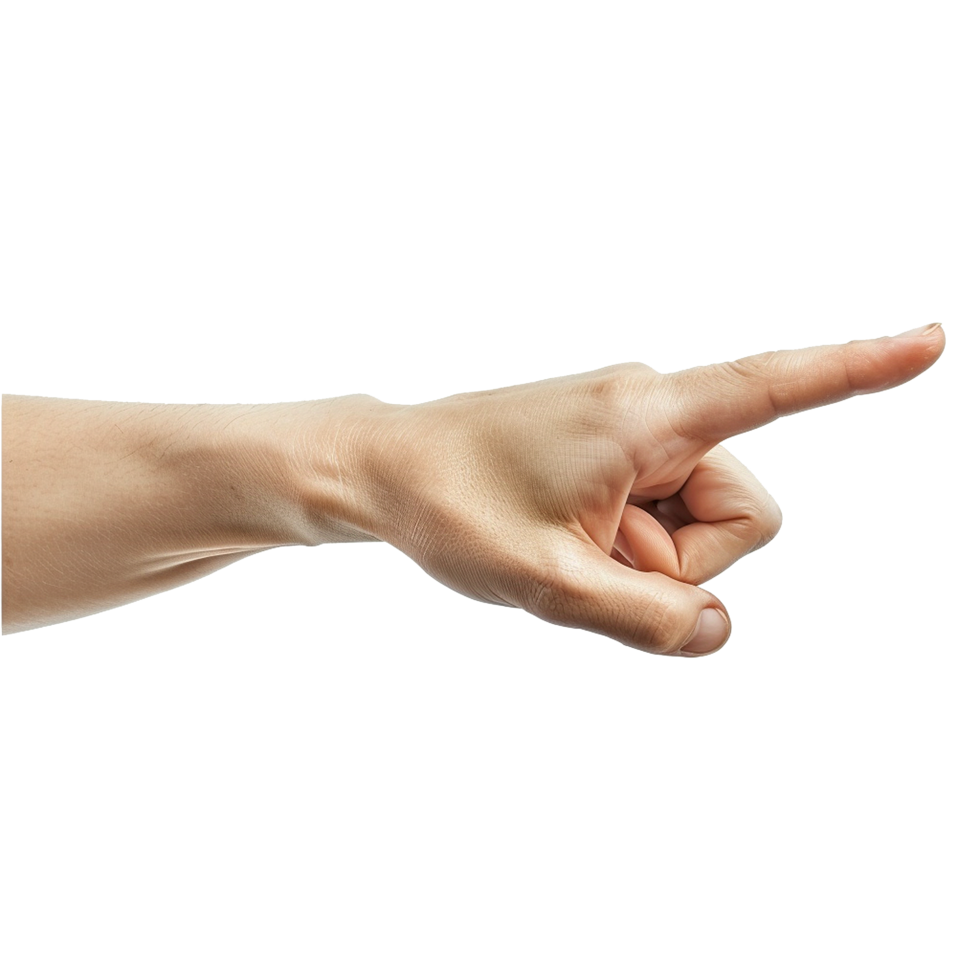 Showing direction finger arm isolated on transparent background png