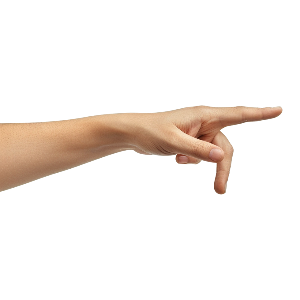 Showing direction finger arm isolated on transparent background png