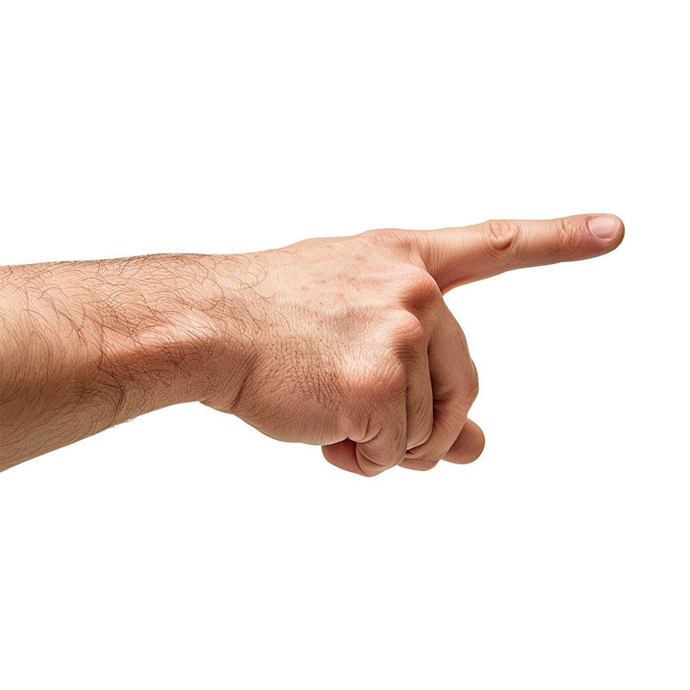 Showing direction finger arm isolated on transparent background png