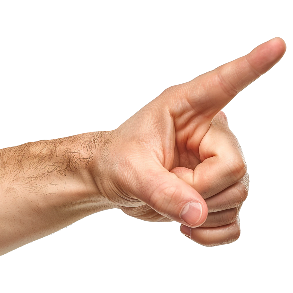 Showing direction finger arm isolated on transparent background png