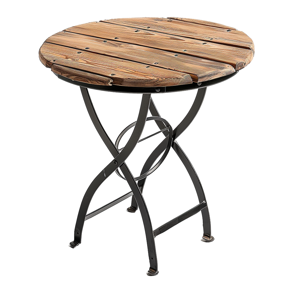Wooden black iron table isolated on transparent background png