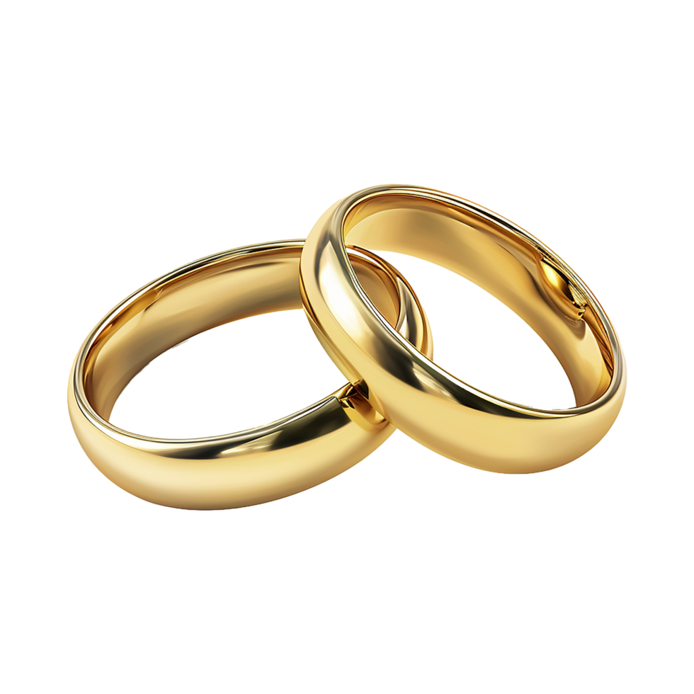 Two Weeding Gold ring on transparent background png