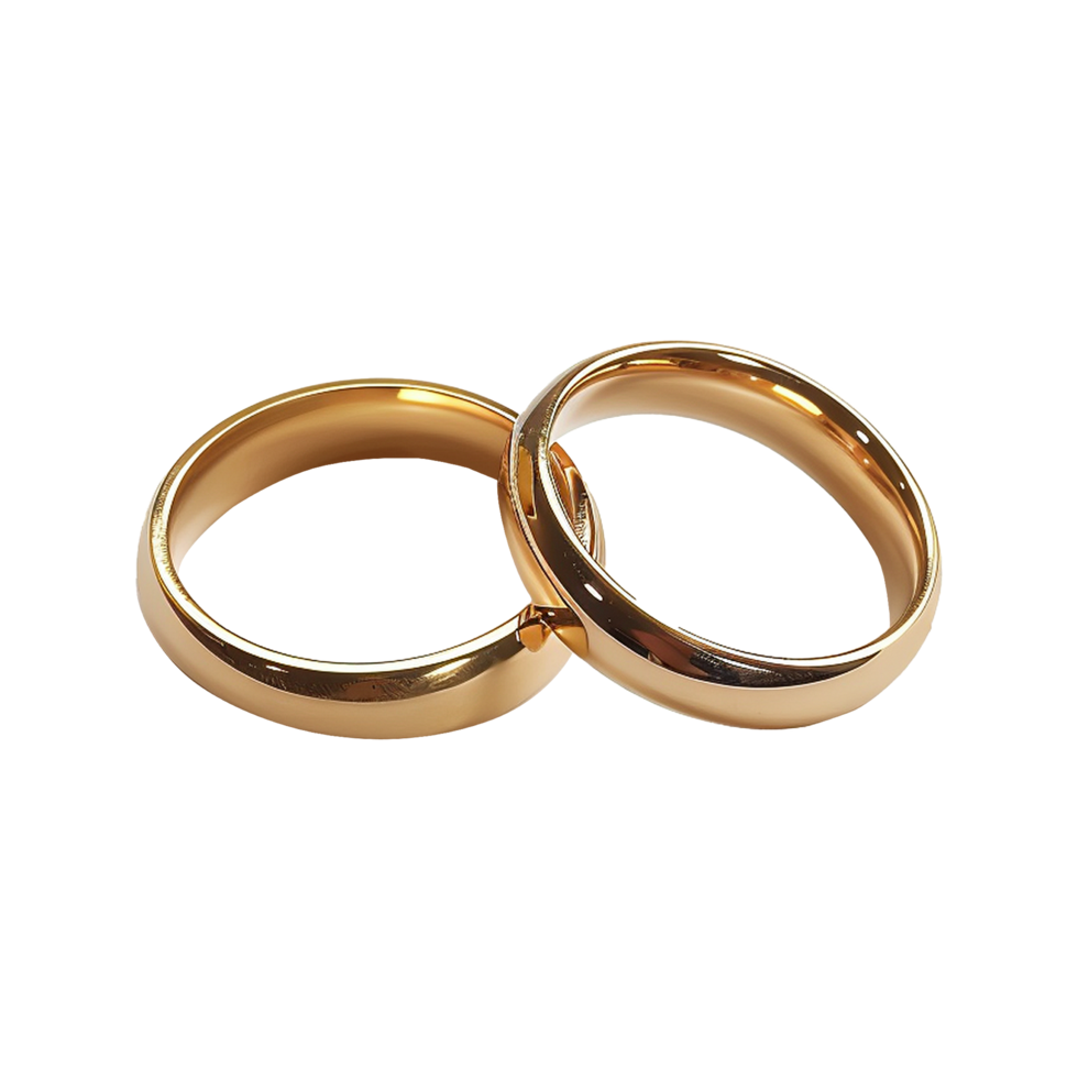 Two Weeding Gold ring on transparent background png