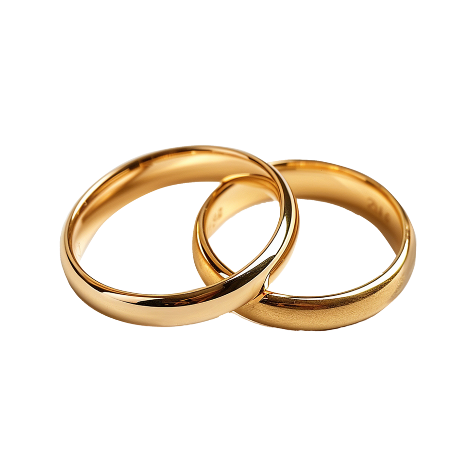 Two Weeding Gold ring on transparent background png