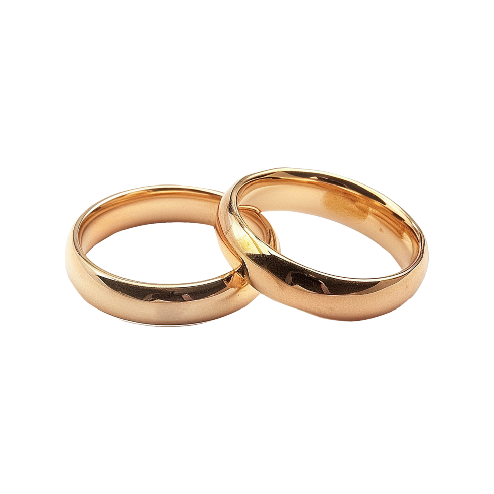 Two Weeding Gold ring on transparent background png