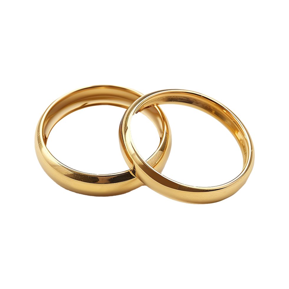 Two Weeding Gold ring on transparent background png