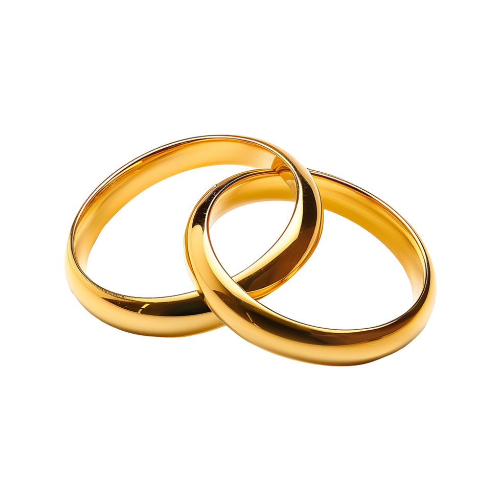 Two Weeding Gold ring on transparent background png