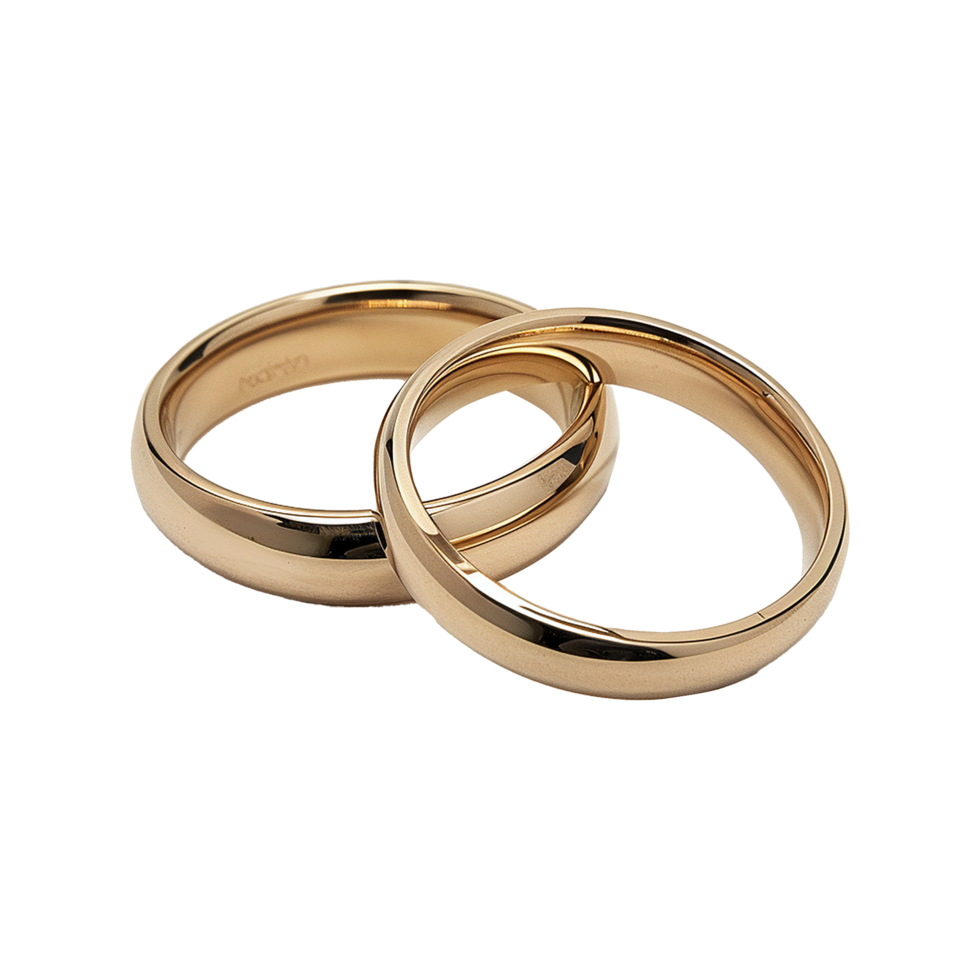 Two Weeding Gold ring on transparent background png