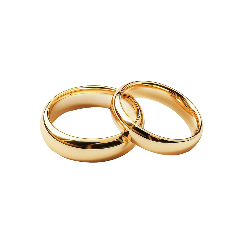 Two Weeding Gold ring on transparent background png