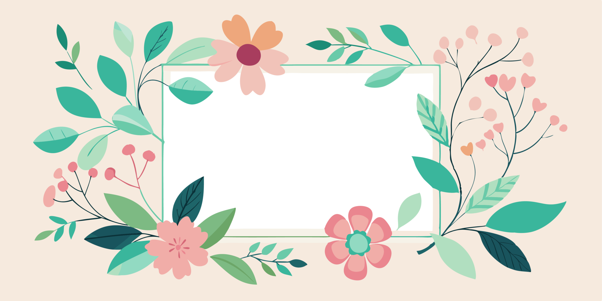 a square frame with flowers and leaves png